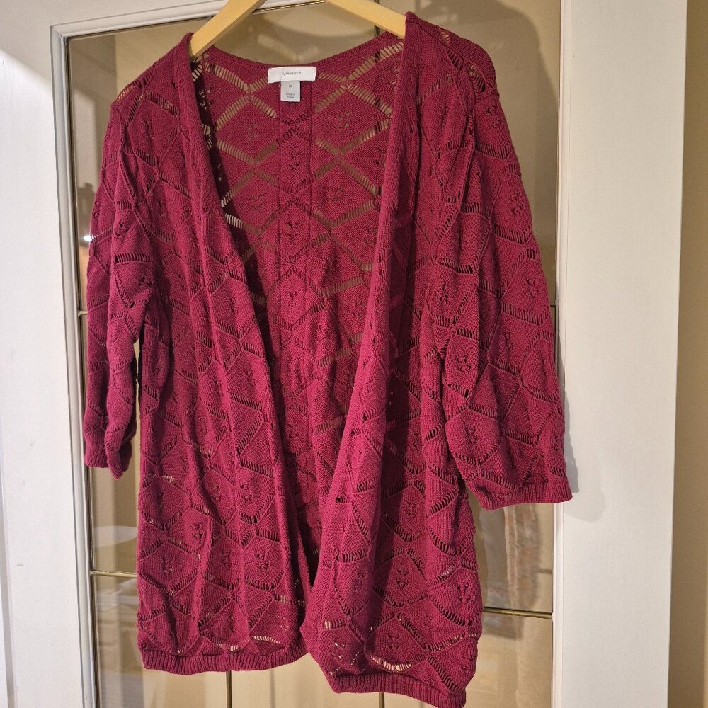 CJ Banks Short Sleeve Open Cardigan